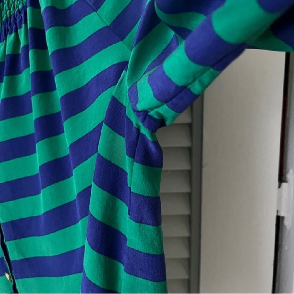 Lilly Pulitzer Elsa Blouse in Emerald Green and Blue Starboard Stripe Sz S - Picture 5 of 8